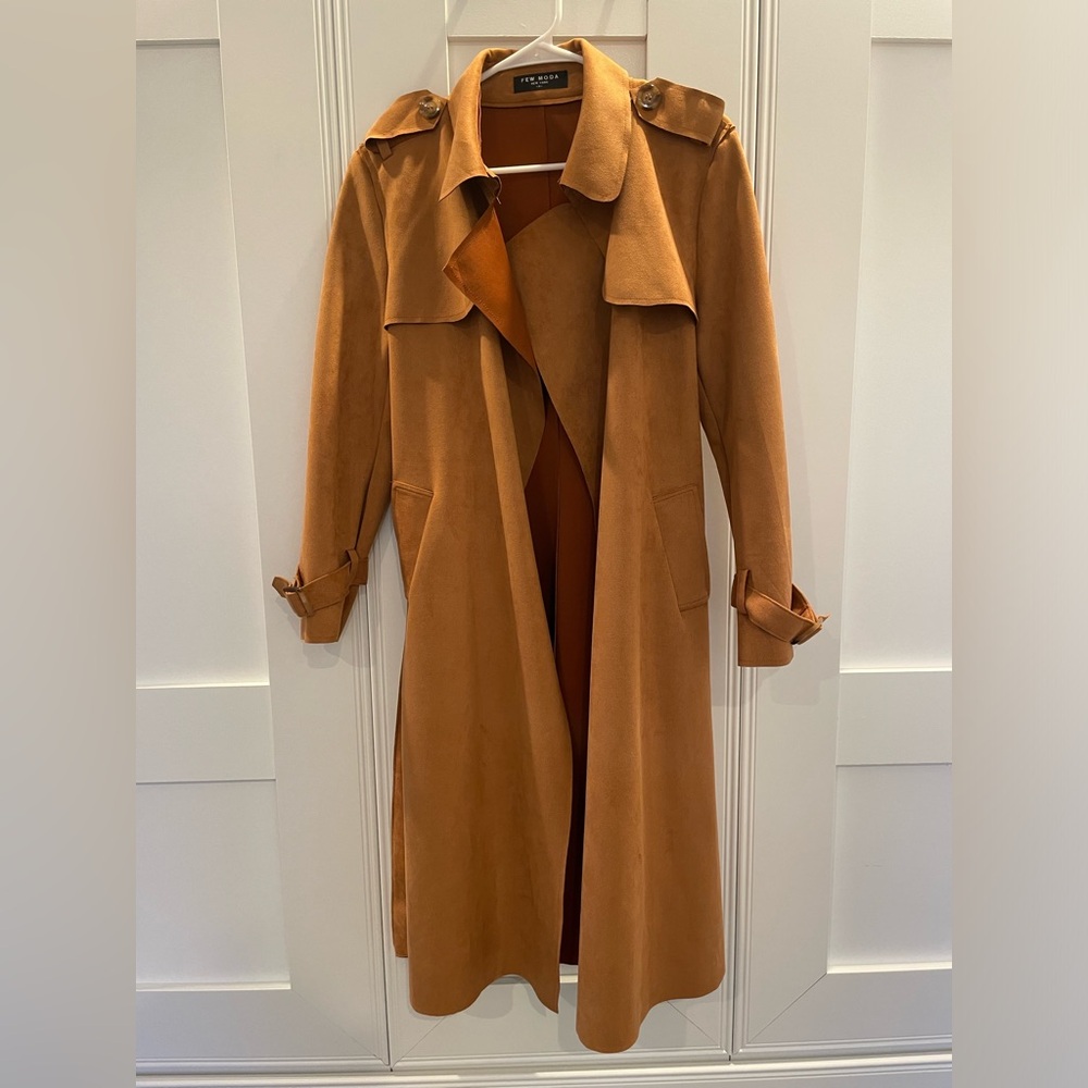 Few Moda - Faux Suede Trench - Size S - Camel/Tan